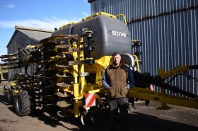 Mr Stuart McNicol from Castleton Farm with his new BEDNAR OMEGA OO 4000 FL seed drill.
