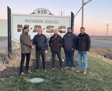 Miroslav Barták (BEDNAR FMT), Head of Spare Parts Sales, with MASC representatives Urs and Andreas Hoechilli (check spelling), Paul Latam (BEDNAR FMT), Regional Director – North America, and Scott Mastine (BEDNAR FMT), Area Manager for Eastern Canada