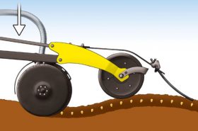 Monitoring Field Conditions and Adjusting Pressure of the seeding coulter thanks to its parallelogram design