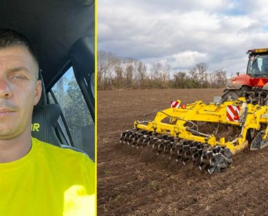 Андрій Зайченко та його трактор з глибокорозпушувачем BEDNAR TERRALAND під час роботи