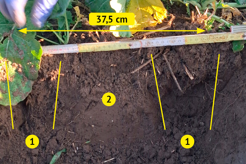 1 – оброблена смуга
2 – необроблений шар