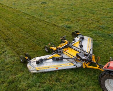 bednar mulcher working in the field view from above